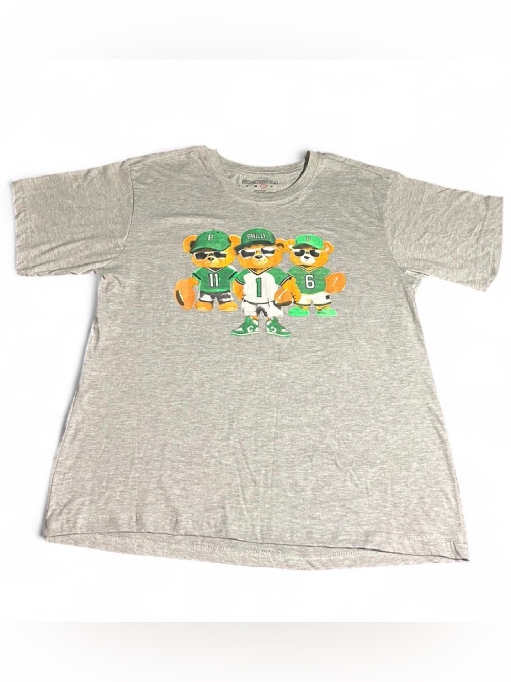 Gray Philadelphia Eagles cotton t-shirt with three cartoon